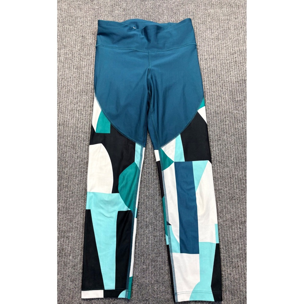 Under Armour HeatGear Teal Geometric Colorblock Leggings Small Fitted